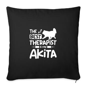 The best therapist is my akita - Sofa pillowcase 17,3'' x 17,3'' (45 x 45 cm) - black - Front