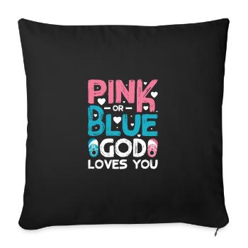 Pink or blue god loves you - Sofakissenbezug 45 x 45 cm - Schwarz - Vorne
