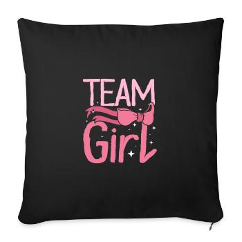 Gender Reveal Team girl - Sofa pillowcase 17,3'' x 17,3'' (45 x 45 cm) - black - Front