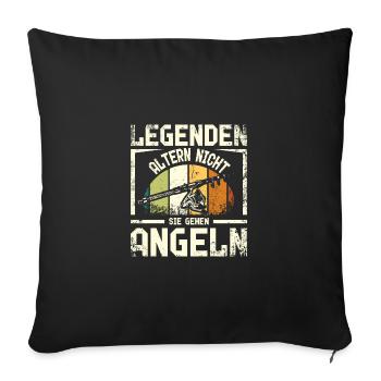 Legends don't age, they go fishing - Sofa pillowcase 17,3'' x 17,3'' (45 x 45 cm) - black - Front