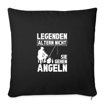Legends don't age, they go fishing - Sofa pillowcase 17,3'' x 17,3'' (45 x 45 cm) - black - Front