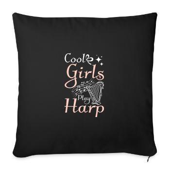 Les filles cool jouent de la harpe - Housse de coussin décorative 45 x 45 cm - noir - Devant