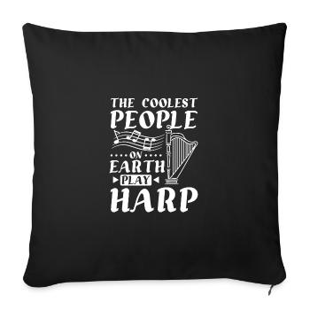 Les gens les plus cool du monde jouent de la harpe - Housse de coussin décorative 45 x 45 cm - noir - Devant