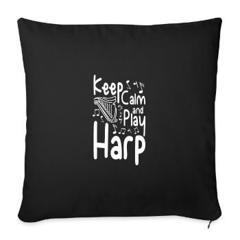Restez calme et jouez de la harpe - Housse de coussin décorative 45 x 45 cm - noir - Devant