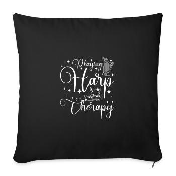 Jouer de la harpe est ma thérapie - Housse de coussin décorative 45 x 45 cm - noir - Devant