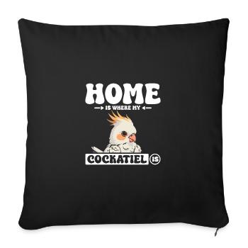 C’est à la maison que se trouve mon calopsitte - Housse de coussin décorative 45 x 45 cm - noir - Devant