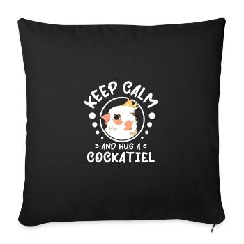 Restez calme et serrez un calopsitte dans vos bras - Housse de coussin décorative 45 x 45 cm - noir - Devant