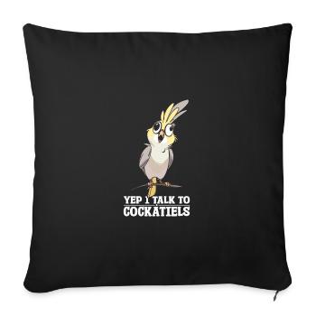 Oui, je parle aux calopsittes - Housse de coussin décorative 45 x 45 cm - noir - Devant