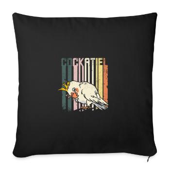 Rétro Vintage Cockatiel - Housse de coussin décorative 45 x 45 cm - noir - Devant