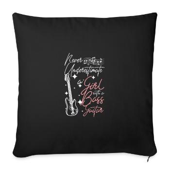 Ne sous-estimez jamais une fille avec une guitare basse - Housse de coussin décorative 45 x 45 cm - noir - Devant