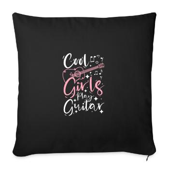 Les filles cool jouent de la guitare - Housse de coussin décorative 45 x 45 cm - noir - Devant
