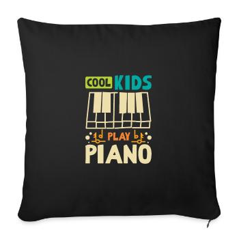 Children Cool kids play piano - Sofa pillowcase 17,3'' x 17,3'' (45 x 45 cm) - black - Front