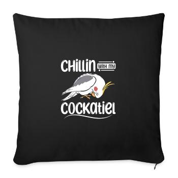 Chillin avec mon Cockatiel - Housse de coussin décorative 45 x 45 cm - noir - Devant