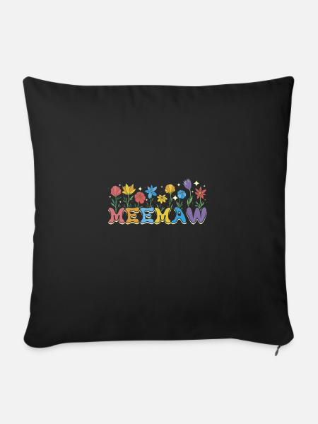 Groovy Flowers Meemaw - Sofakissenbezug 45 x 45 cm - Schwarz