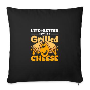 La vie est meilleure avec le fromage grillé - Housse de coussin décorative 45 x 45 cm - noir - Devant