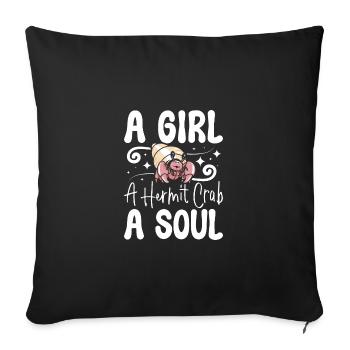 Une fille, un bernard-l’ermite, une âme - Housse de coussin décorative 45 x 45 cm - noir - Devant
