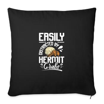 Facilement distrait par les bernard-l’ermite - Housse de coussin décorative 45 x 45 cm - noir - Devant