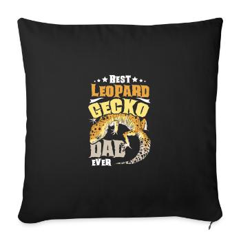 Meilleur papa gecko léopard de tous les temps - Housse de coussin décorative 45 x 45 cm - noir - Devant