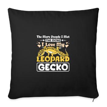 More people I met the more I love my leopard gecko - Sofa pillowcase 17,3'' x 17,3'' (45 x 45 cm) - black - Front