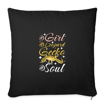 A girl a leopard gecko a soul - Sofa pillowcase 17,3'' x 17,3'' (45 x 45 cm) - black - Front