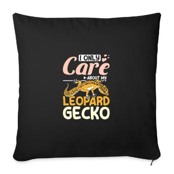 I only care about my leopard gecko - Sofa pillowcase 17,3'' x 17,3'' (45 x 45 cm) - black - Front