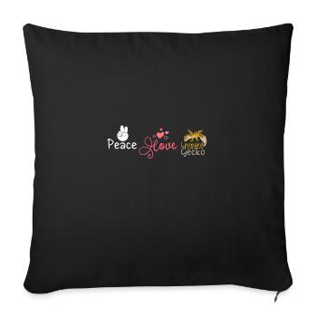 Peace Love leopard gecko - Sofakissenbezug 45 x 45 cm - Schwarz - Vorne