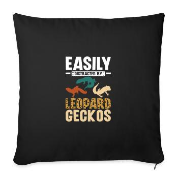 Easily distacted by leopard geckos - Sofa pillowcase 17,3'' x 17,3'' (45 x 45 cm) - black - Front