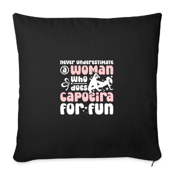 Ne sous-estimez jamais une femme qui fait de la Capoeira - Housse de coussin décorative 45 x 45 cm - noir - Devant