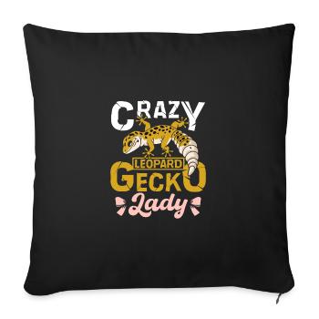 Crazy leopard gecko lady - Sofakissenbezug 45 x 45 cm - Schwarz - Vorne