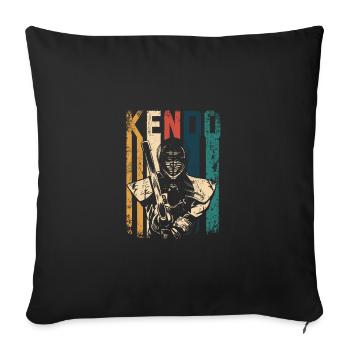 Kendo vintage rétro - Housse de coussin décorative 45 x 45 cm - noir - Devant