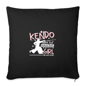 Kendo heureux de montrer ce qui frappait comme une fille - Housse de coussin décorative 45 x 45 cm - noir - Devant