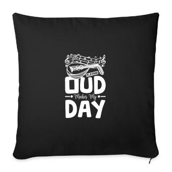Playing Oud makes my day - Sofa pillowcase 17,3'' x 17,3'' (45 x 45 cm) - black - Front