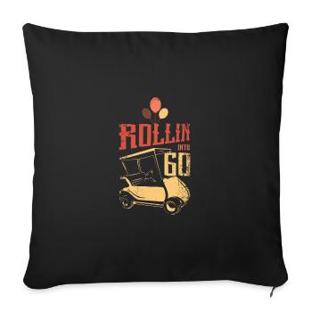 Anniversaire de golf rouler dans 60 voiturette de golf - Housse de coussin décorative 45 x 45 cm - noir - Devant