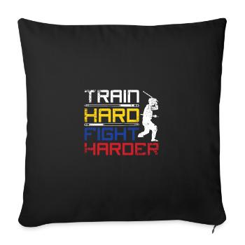 Entraînez-vous dur, combattez plus fort Escrima - Housse de coussin décorative 45 x 45 cm - noir - Devant