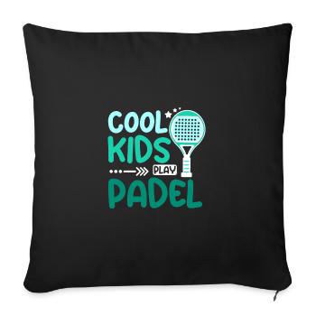 Children Cool kids play Padel - Sofa pillowcase 17,3'' x 17,3'' (45 x 45 cm) - black - Front