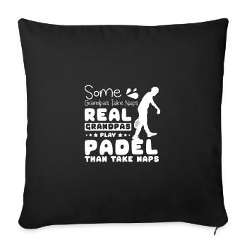 Some grandpas take naps real grandpas play padel - Sofa pillowcase 17,3'' x 17,3'' (45 x 45 cm) - black - Front