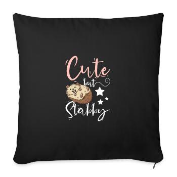 Fille hérisson mignon mais poignardé - Housse de coussin décorative 45 x 45 cm - noir - Devant