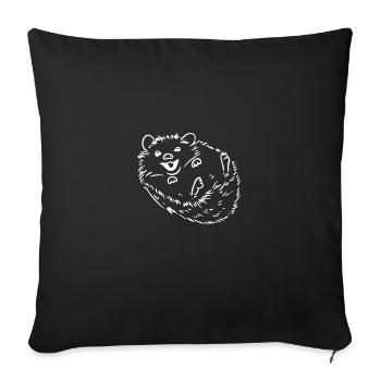 Dessin au trait Art hérisson - Housse de coussin décorative 45 x 45 cm - noir - Devant