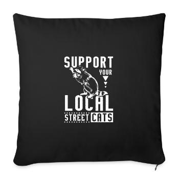 Soutenez vos chats des rues locaux raton laveur - Housse de coussin décorative 45 x 45 cm - noir - Devant