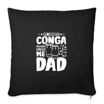 Mon joueur de conga préféré m’appelle papa - Housse de coussin décorative 45 x 45 cm - noir - Devant