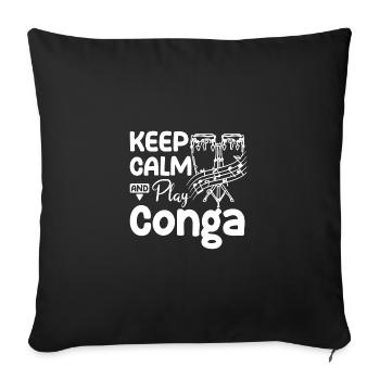 Restez calme et jouez de la conga - Housse de coussin décorative 45 x 45 cm - noir - Devant