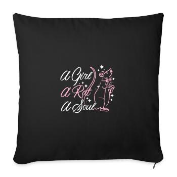 Une fille, un rat, une âme - Housse de coussin décorative 45 x 45 cm - noir - Devant