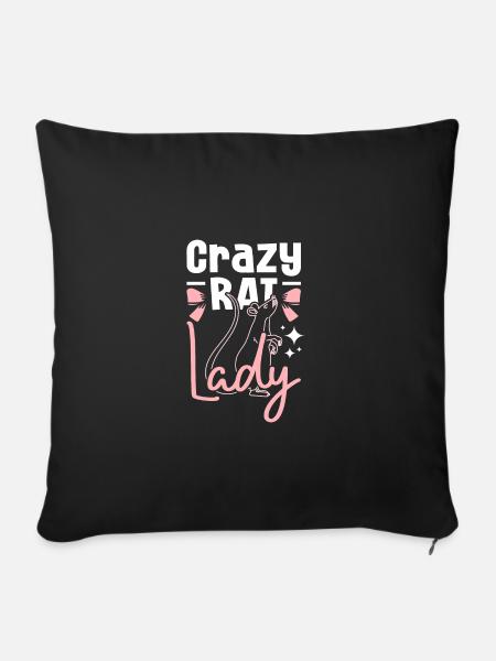 Crazy rat lady - Sofakissenbezug 45 x 45 cm - Schwarz