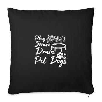 Dog owner play snare drum pet dogs - Sofa pillowcase 17,3'' x 17,3'' (45 x 45 cm) - black - Front