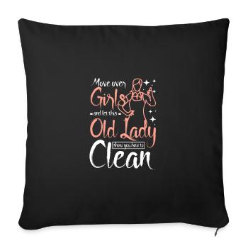 Laissez cette vieille dame vous montrer comment nettoyer - Housse de coussin décorative 45 x 45 cm - noir - Devant