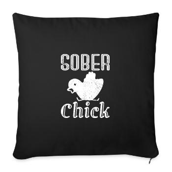 Sobriety Women Sober Chick - Sofa pillowcase 17,3'' x 17,3'' (45 x 45 cm) - black - Front