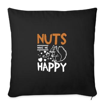 Funny Squirrel nuts make me happy - Sofa pillowcase 17,3'' x 17,3'' (45 x 45 cm) - black - Front