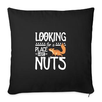 Funny Squirrel looking for a place to hide my nuts - Sofakissenbezug 45 x 45 cm - Schwarz - Vorne