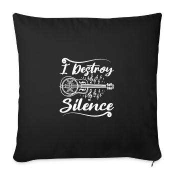 Dobro Guitar I Destroy Silence - Sofa pillowcase 17,3'' x 17,3'' (45 x 45 cm) - black - Front