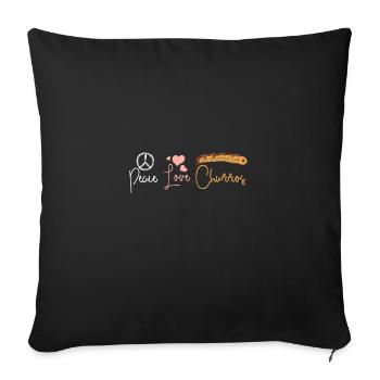 Churros de paix et d’amour - Housse de coussin décorative 45 x 45 cm - noir - Devant